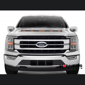 Ford F-150 Hood Shield - AVS Aeroskin Pro - Low Profile w/ Lights - Oxford White